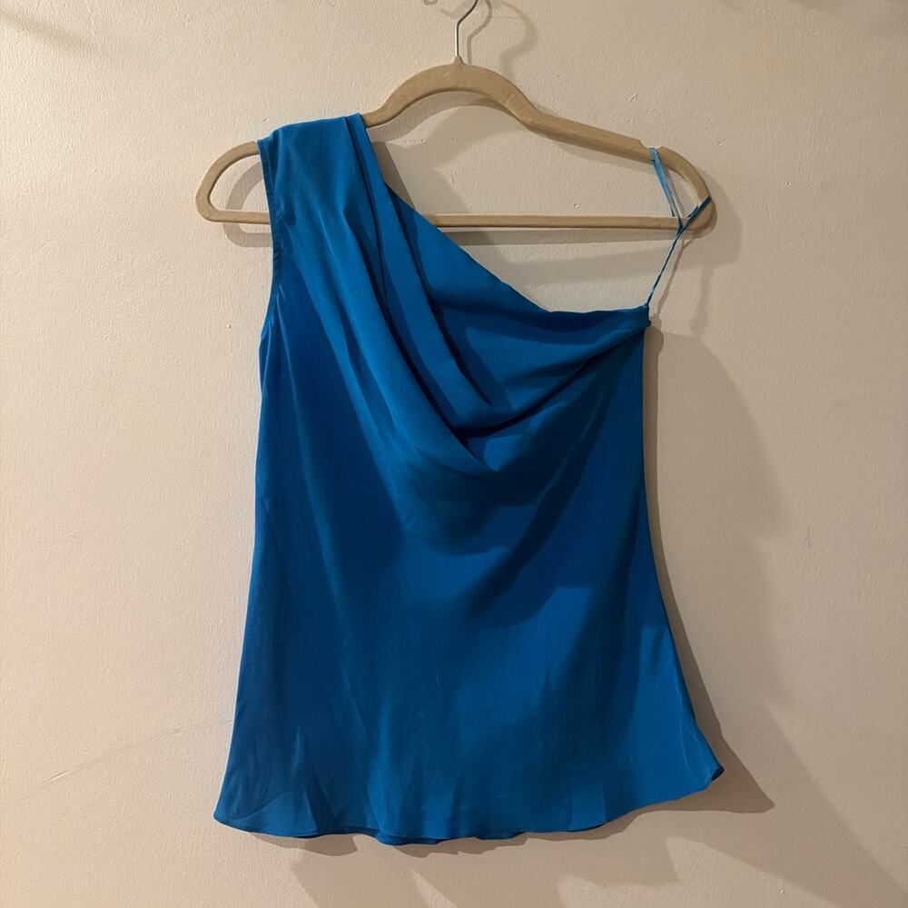 Jay Godfrey One Shoulder Blouse Top, NEW, 100% Silk